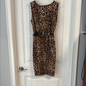 Calvin Klein Black and Brown Sleeveless Sheath Dress